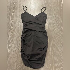 SHEIN Black Ruched Mini Dress